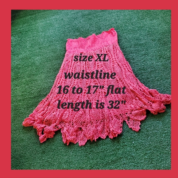 Amazing Tangerine Crochet Midi Skirt - Picture 4 of 8